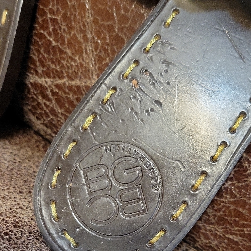 BCBG Brown Sandals with Turquoise and Gold, Call Out,  Scratches Size 7.5 (408) - Picture 3 of 12